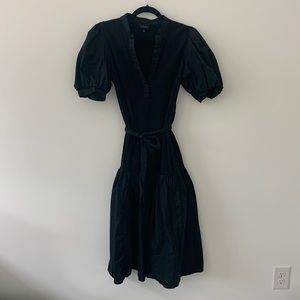 Black midi length size medium Puff sleeve belted dress